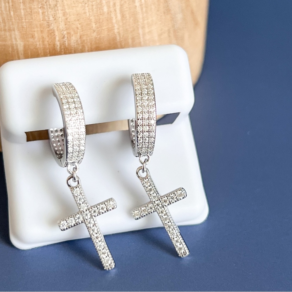 Moissanite earrings cross